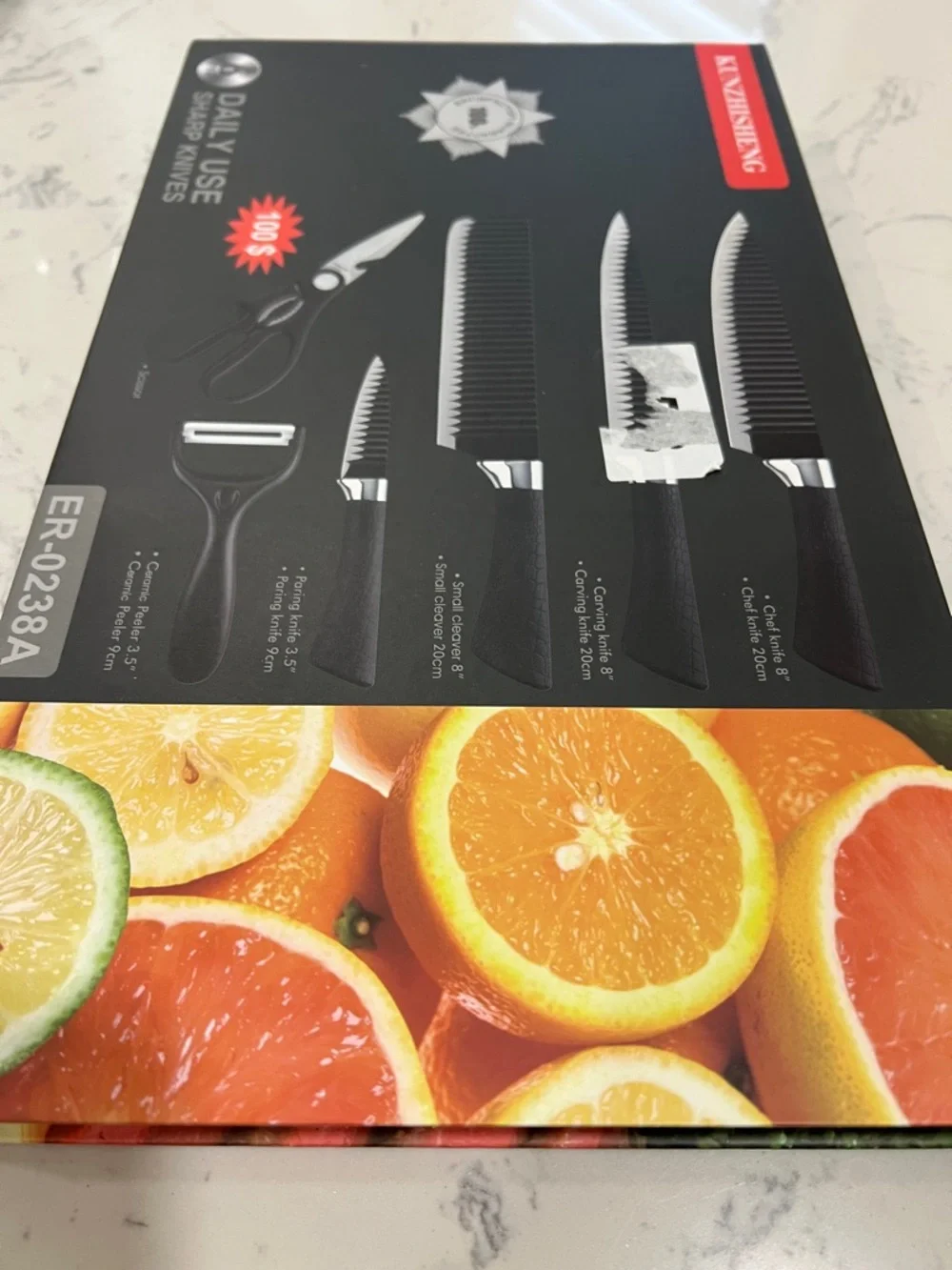KUNZHISHENG 6-Piece Knife Set in Black and Silver